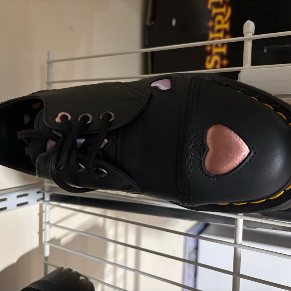 Dr. Martens Black and Pink Heart Oxfords - Picture 2 of 4